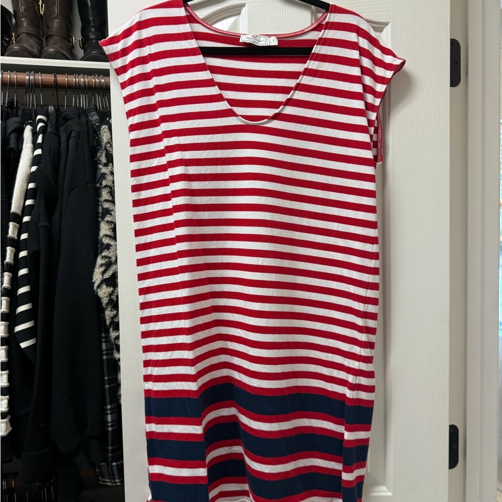 Vineyard Vines Red and White Striped Dress